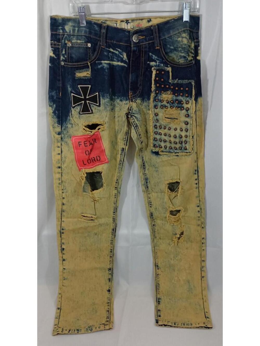 IMPERIOUS Slim Straight Fit DISTRESS Jeans Pants Size 34/32